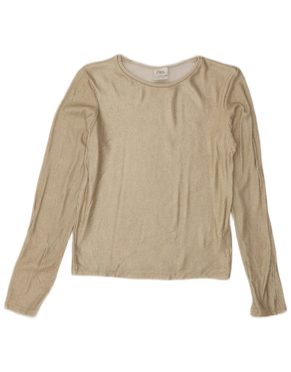Zara Haut Fille Manches Longues 11-12 ans Or Viscose