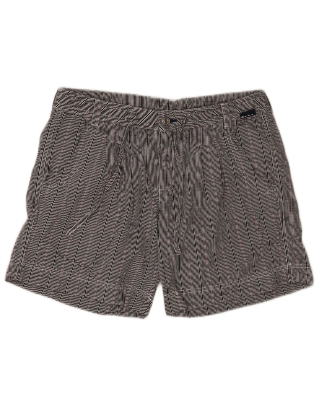 Champion Short décontracté pour femme Medium W30 Gris à carreaux en coton