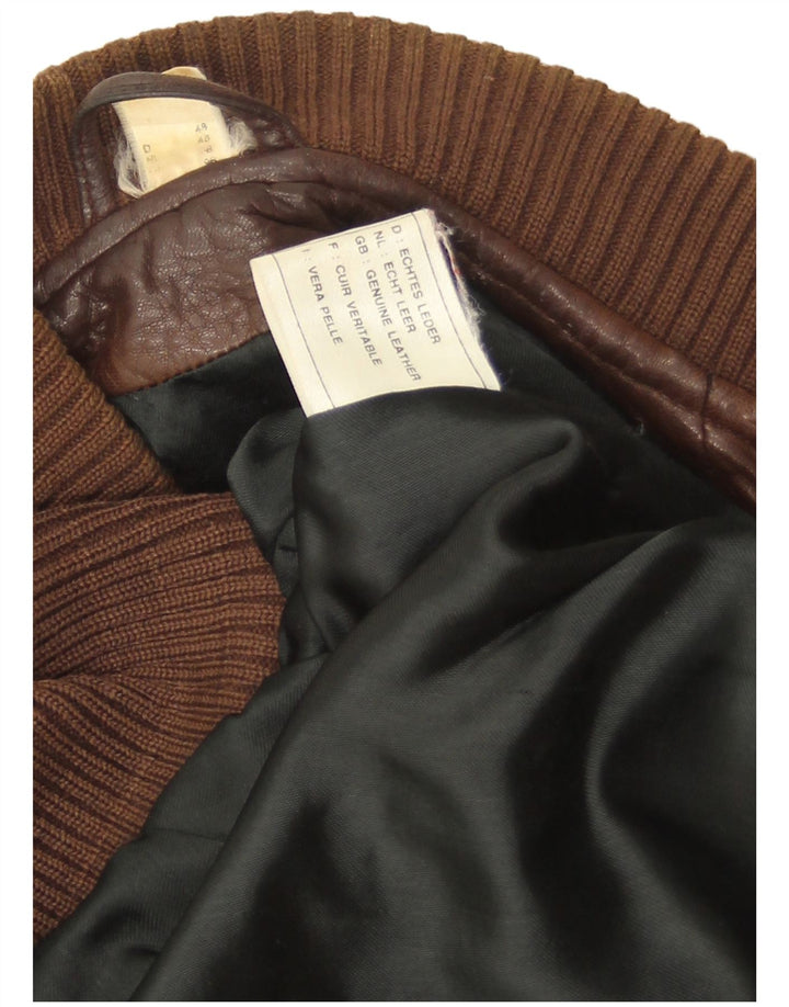 veste en cuir coupe ample vintage pour hommes EU 48 cuir brun moyen