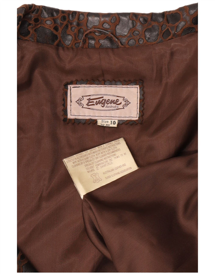Eugene Womens Double Breasted Blazer Jacket US 10 Grand imprimé animal marron