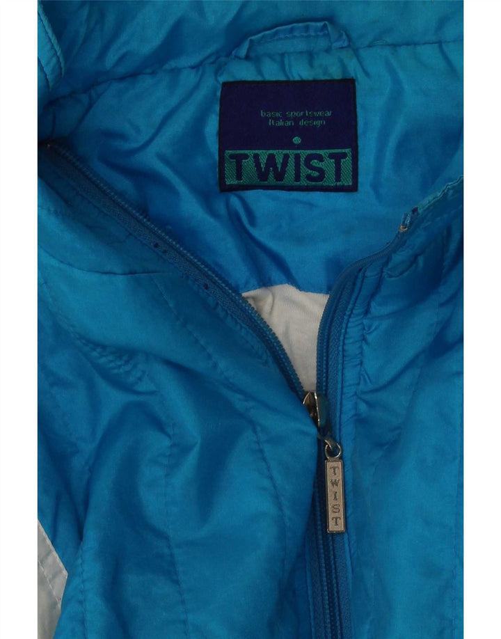 vintage Mens Survêtement Top Veste Petit Bleu Colorblock