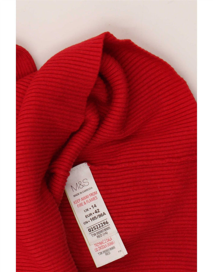 Marks & Spencer Pull col roulé pour femme UK 14 Viscose rouge moyen