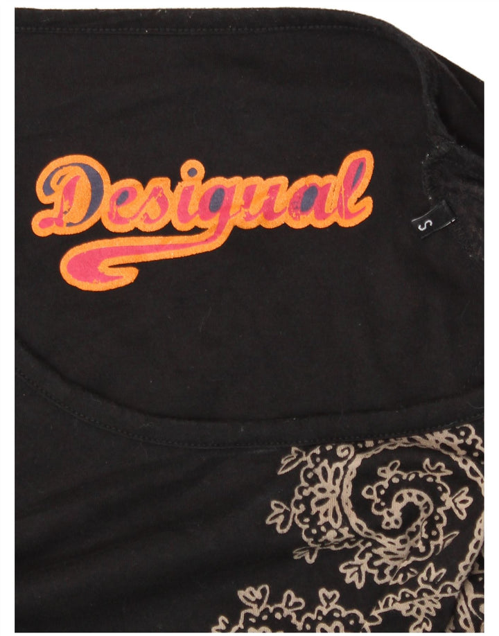 Desigual Tunique asymétrique graphique pour femme UK 10 Small Black Floral