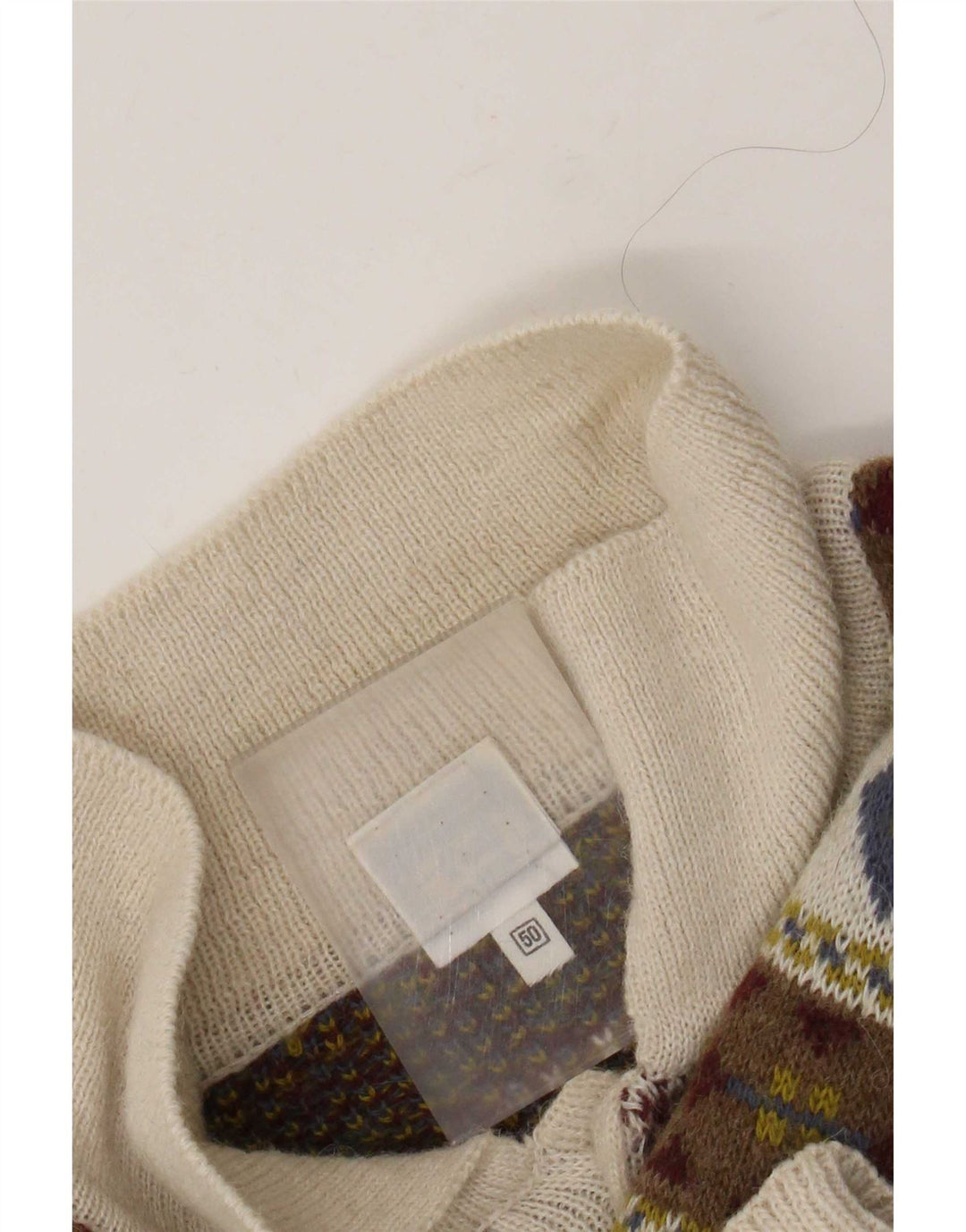 vintage Mens Polo Neck Jumper Sweater IT 50 Moyen Multicolore Rétro