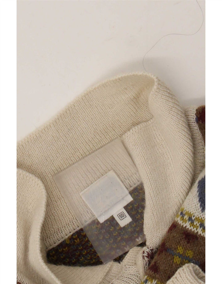 vintage Mens Polo Neck Jumper Sweater IT 50 Moyen Multicolore Rétro