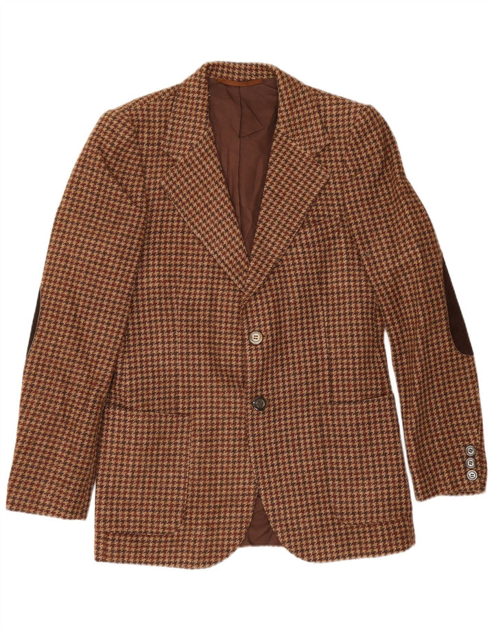 Kemitch Veste blazer à 2 boutons pour homme EU 46 Petit pied de poule marron