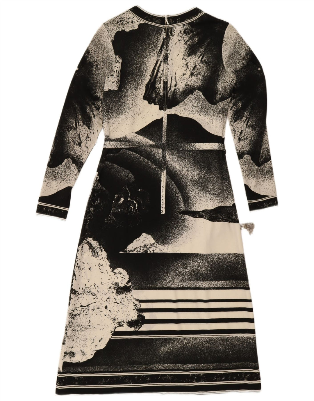 Antonette Robe longue à manches longues pour femme Motif abstrait UK 10 Petit Noir