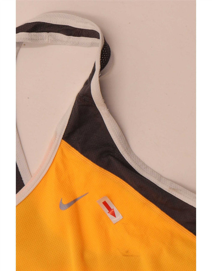 Nike Femme Dri Fit Débardeur UK 12 Jaune Moyen Colorblock Polyester