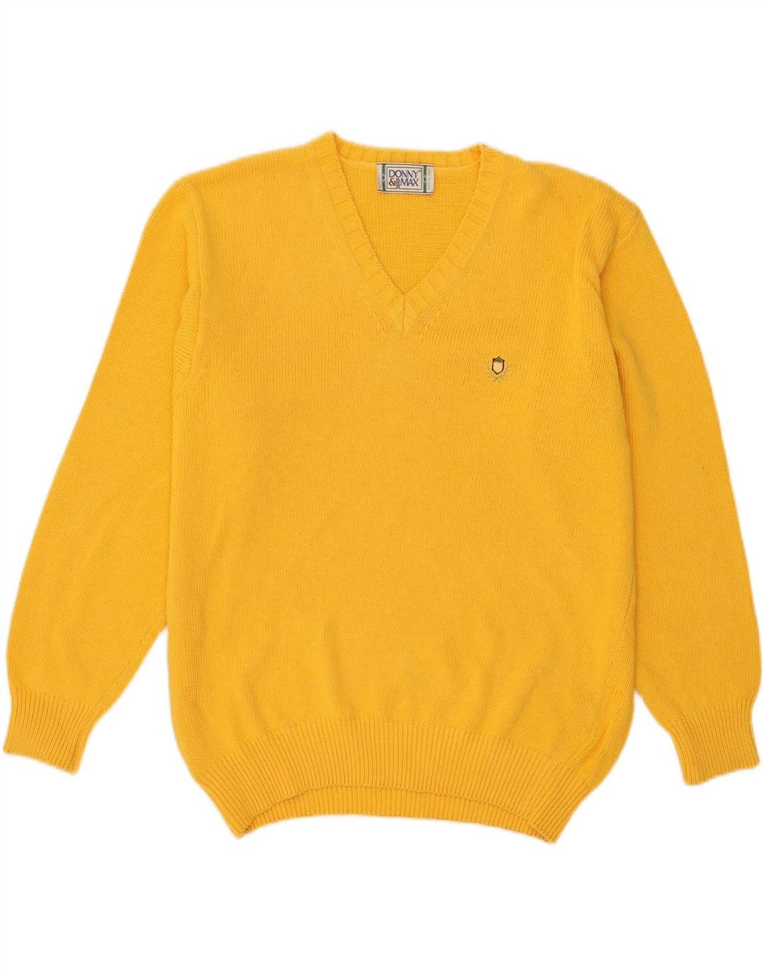 Donny & Max Pull col V pour homme en coton jaune Taille L