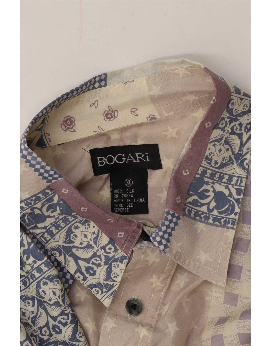 Bogari Chemise à Manches Courtes Homme XL Multicolore Patchwork Soie