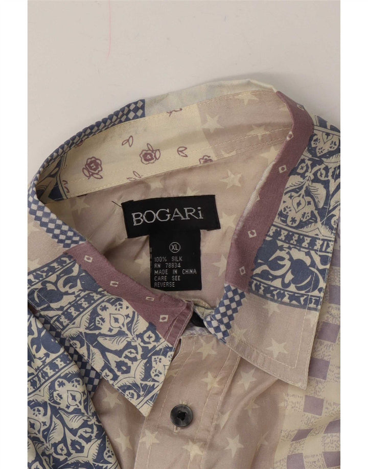 Bogari Chemise à Manches Courtes Homme XL Multicolore Patchwork Soie