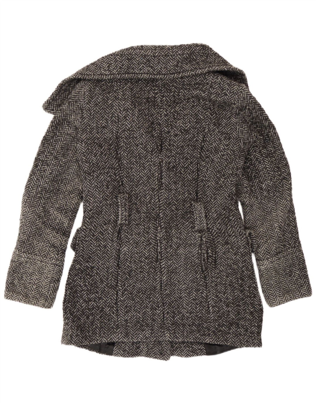 Zara Manteau Femme UK 14 Gris Moyen à Chevrons