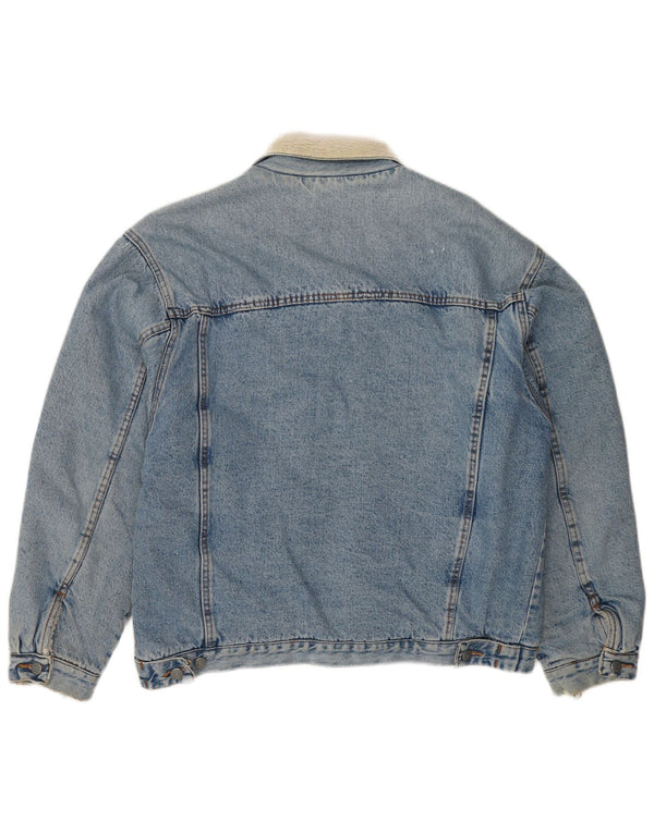 VINTAGE Mens Denim Sherpa Jacket UK 41 XL Blue Cotton