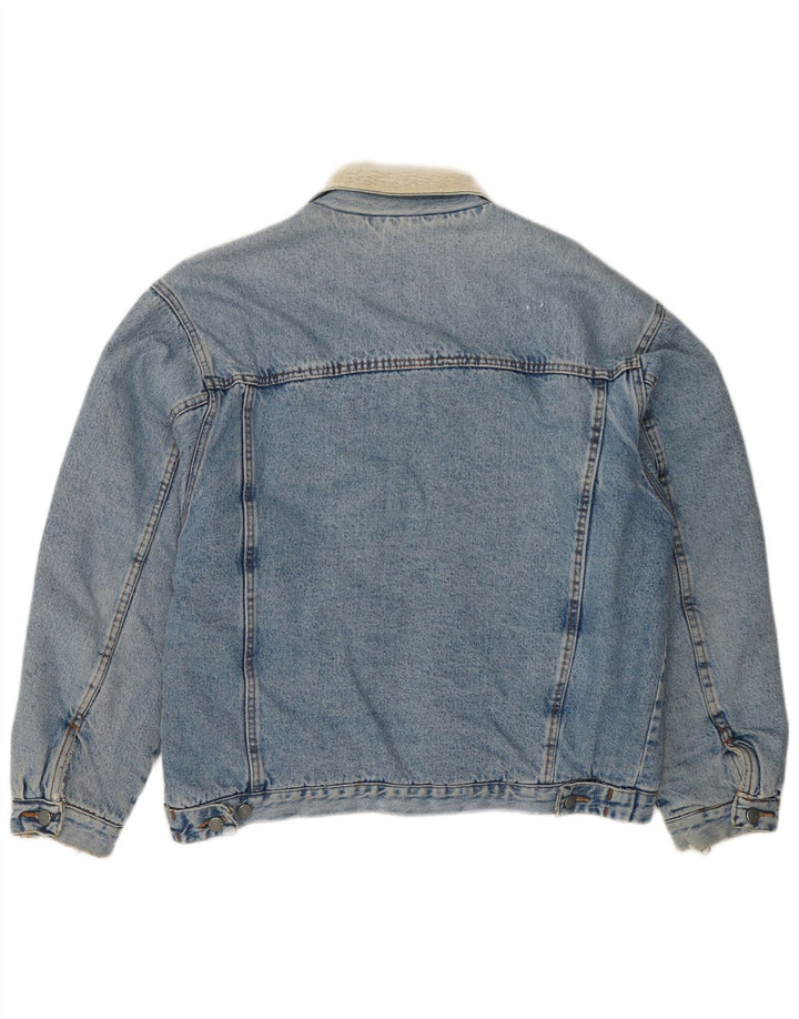 VINTAGE Mens Denim Sherpa Jacket UK 41 XL Blue Cotton