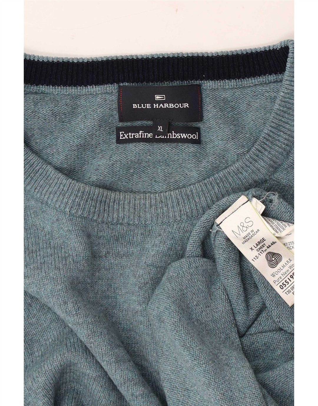 Marks & Spencer Pull à col rond Blue Harbour pour homme XL Bleu