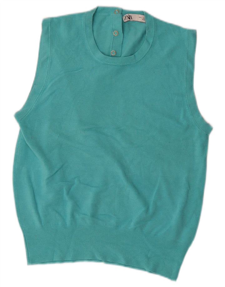 Zara Femme Débardeur UK 14 Large Bleu Viscose