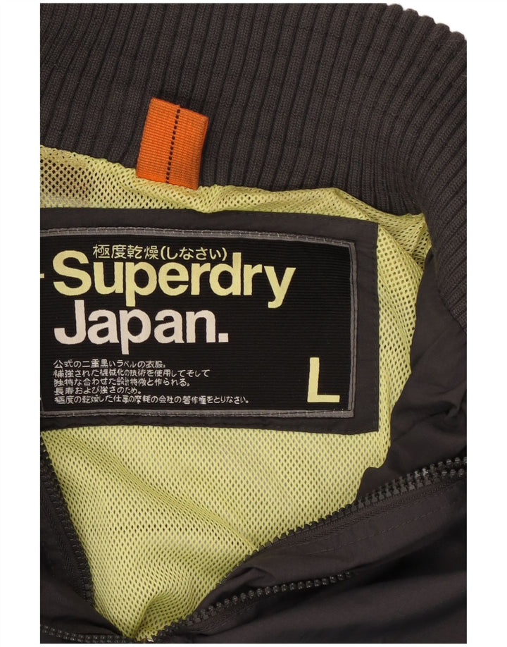 SUPERDRY Veste coupe-vent pour femme UK 16 Large Gris Nylon