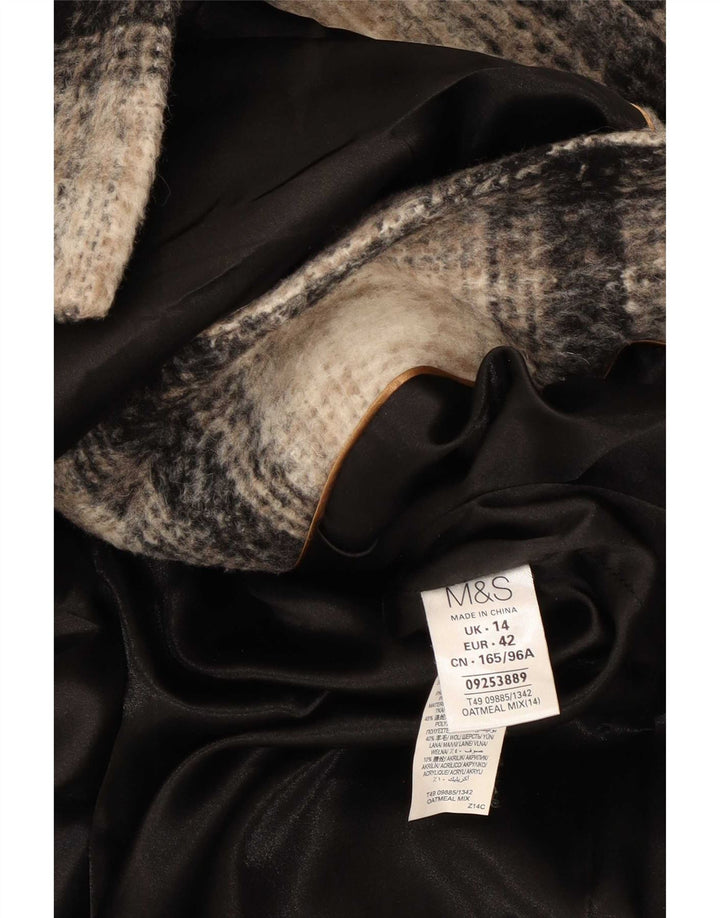 Marks & Spencer Manteau croisé pour femme UK 14 Grand carreaux beiges
