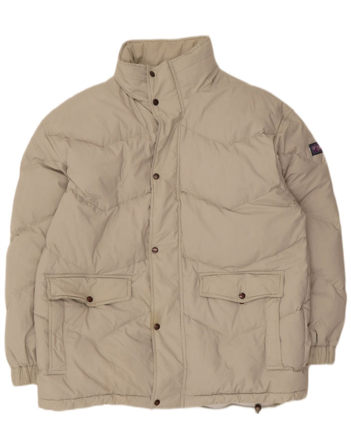 veste rembourrée à capuche vintage pour hommes UK 42 XL Polyester Beige
