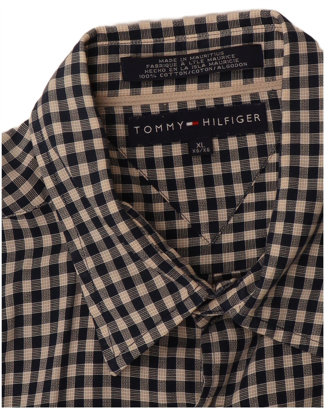 TOMMY HILFIGER Chemise Homme XL Noir Carreaux Coton
