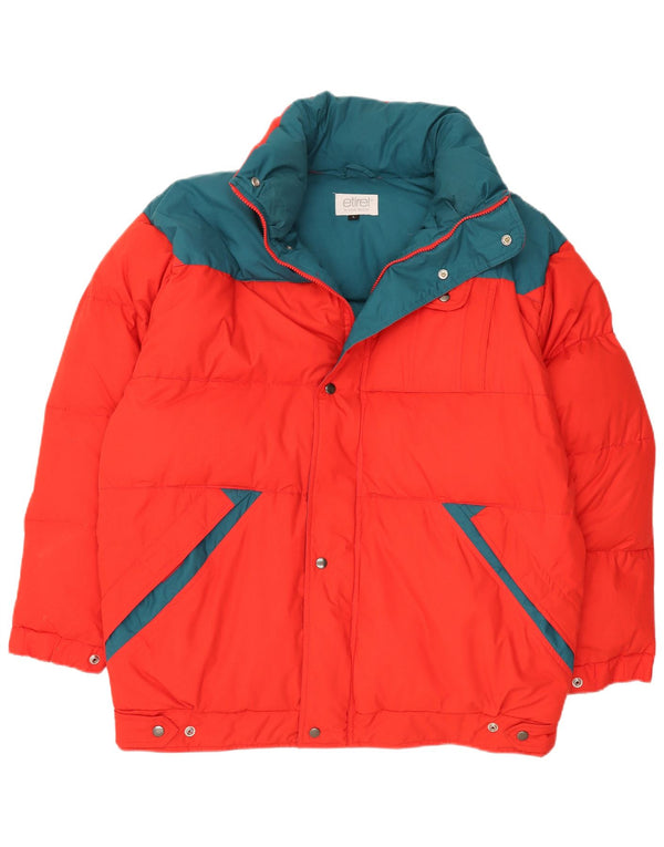 Etirel Veste matelassée à capuche pour homme UK 40 Large Rouge Colourblock Hiver
