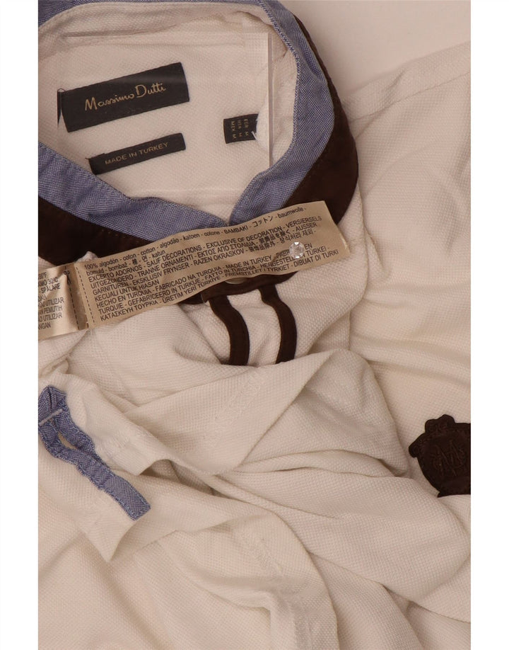 Massimo Dutti Polo Homme Blanc Moyen Coton Colorblock