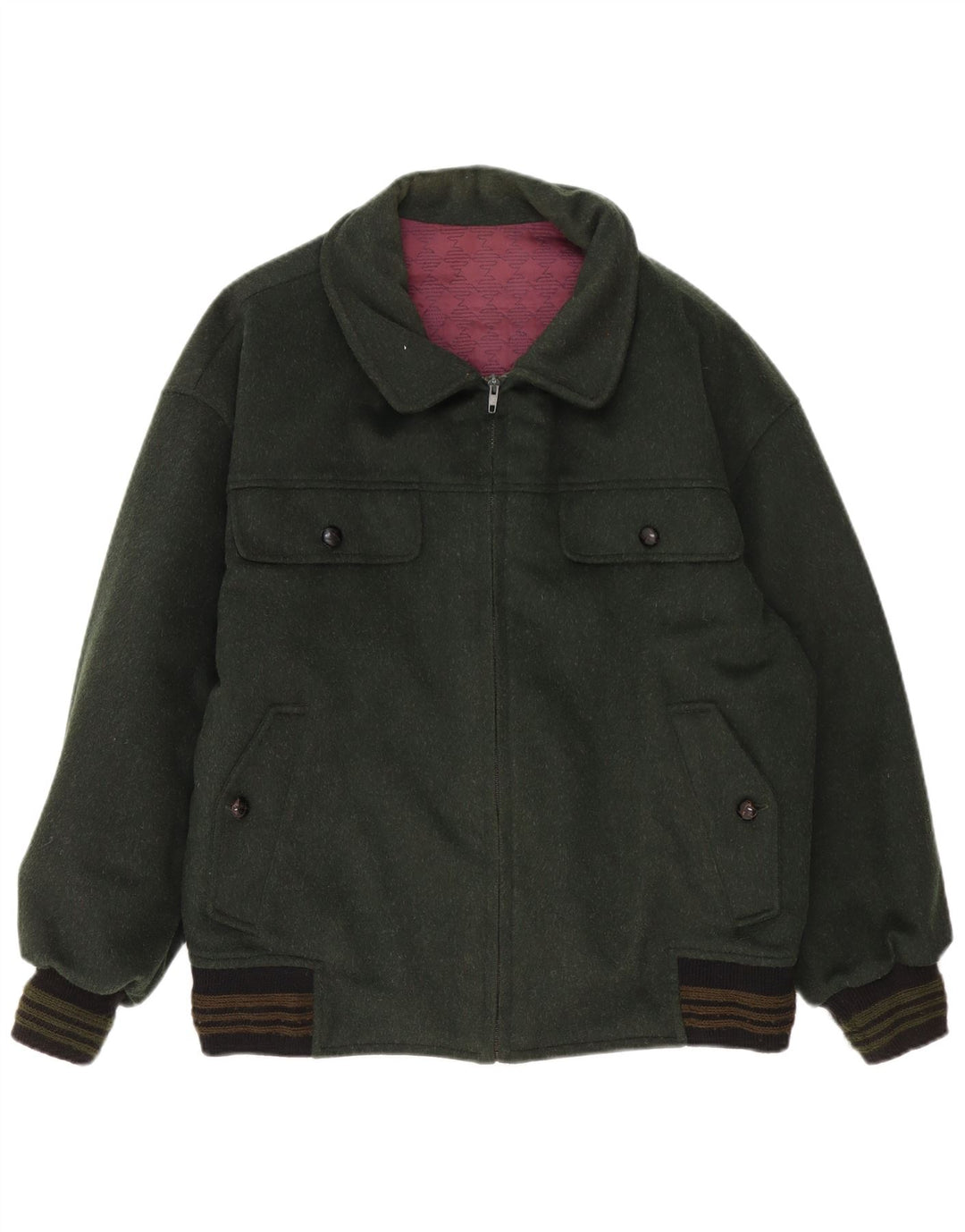 vintage Mens Bomber Jacket UK 40 Grand Colorblock Vert
