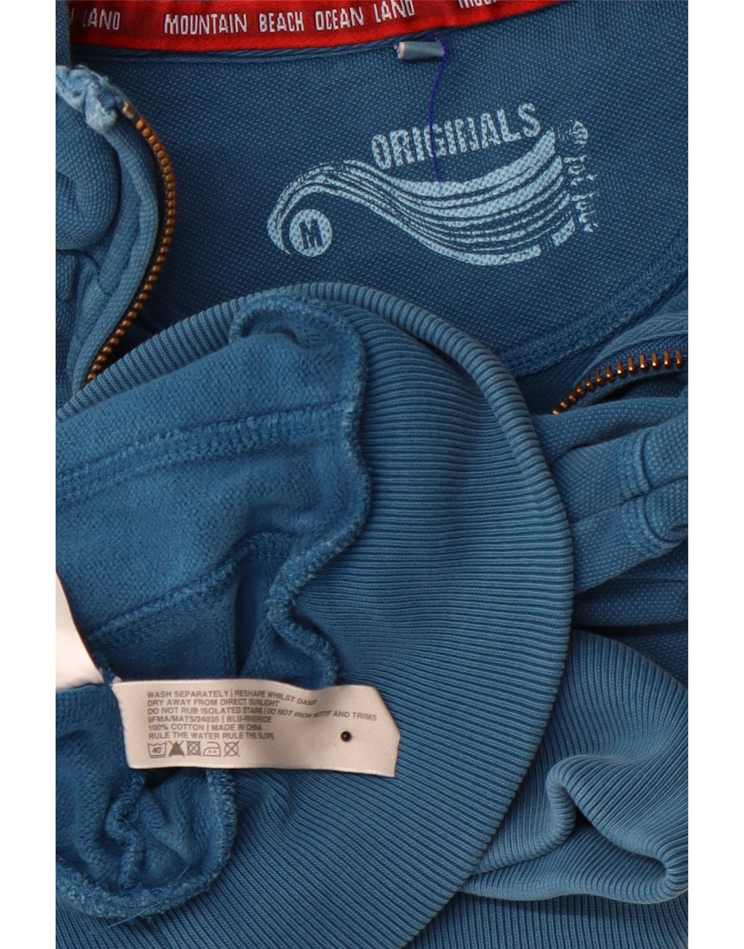 FAT FACE Sweat-Shirt Col Zippé Homme Bleu Moyen Coton