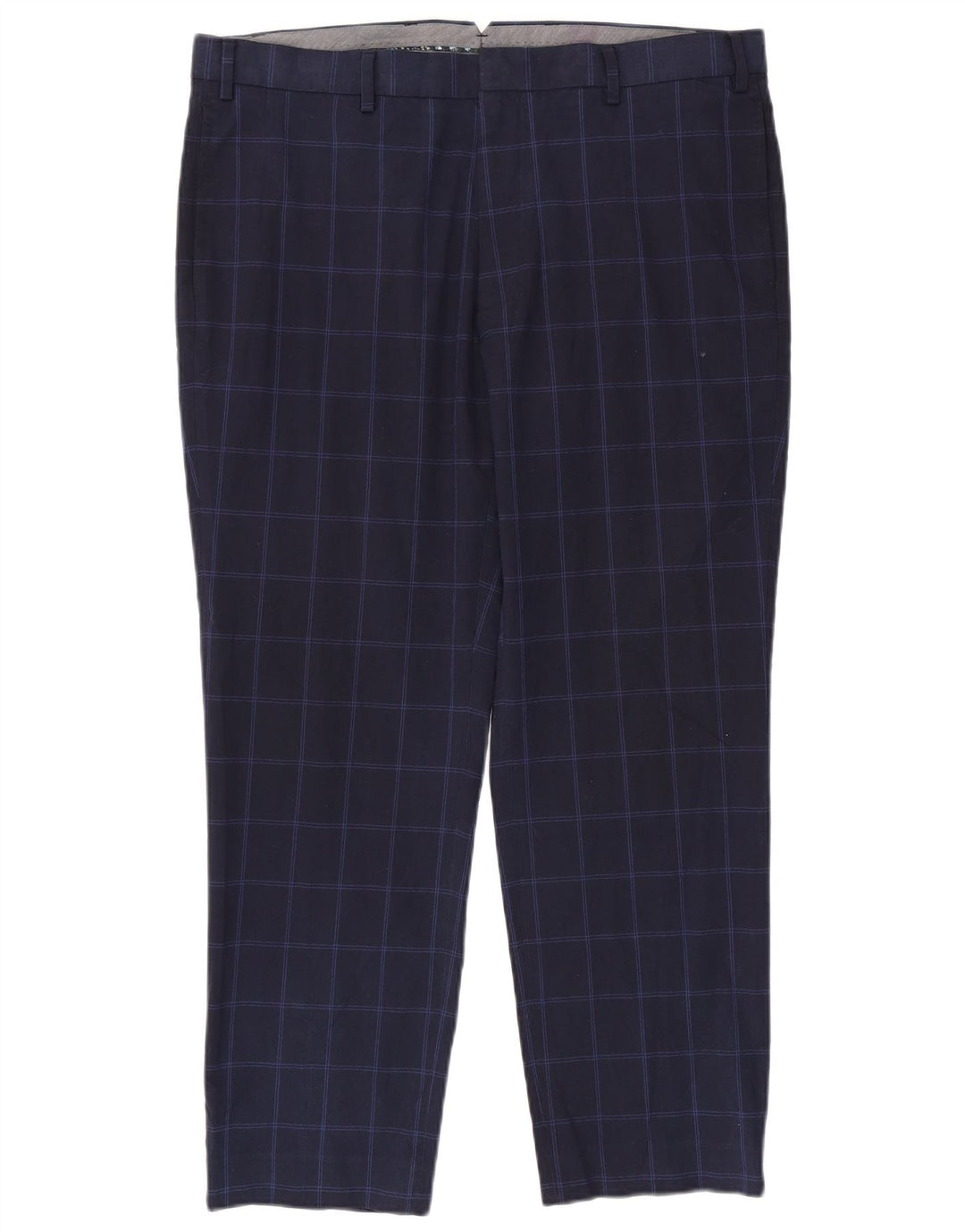 Marks & Spencer Pantalon de costume coupe classique pour homme W38 L29 Bleu marine à carreaux