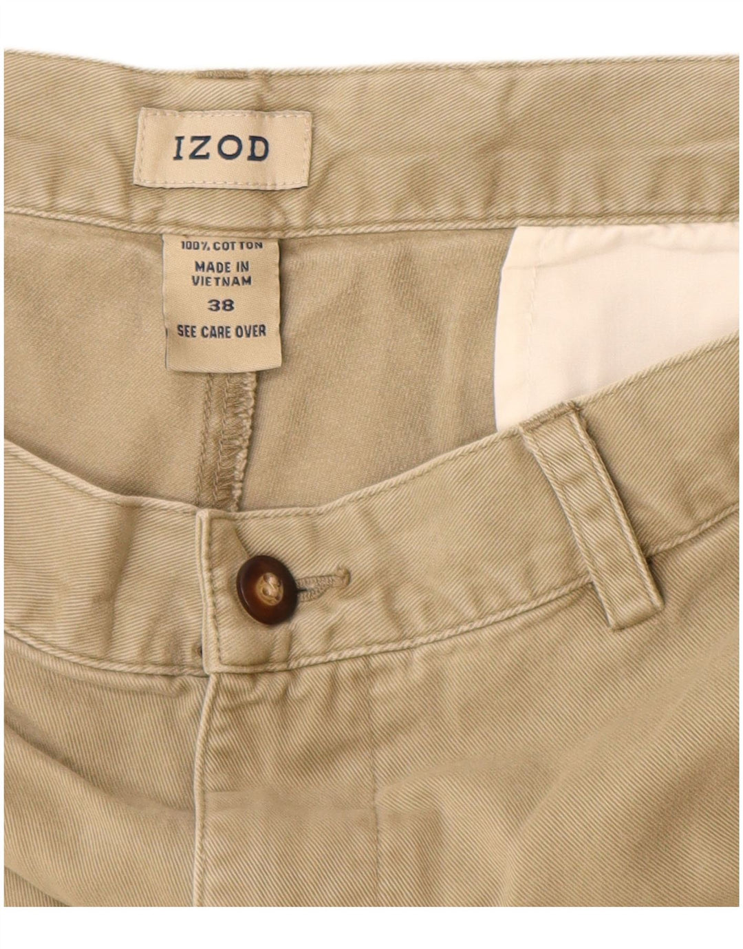 IZOD Short Chino Homme W38 XL Coton Beige