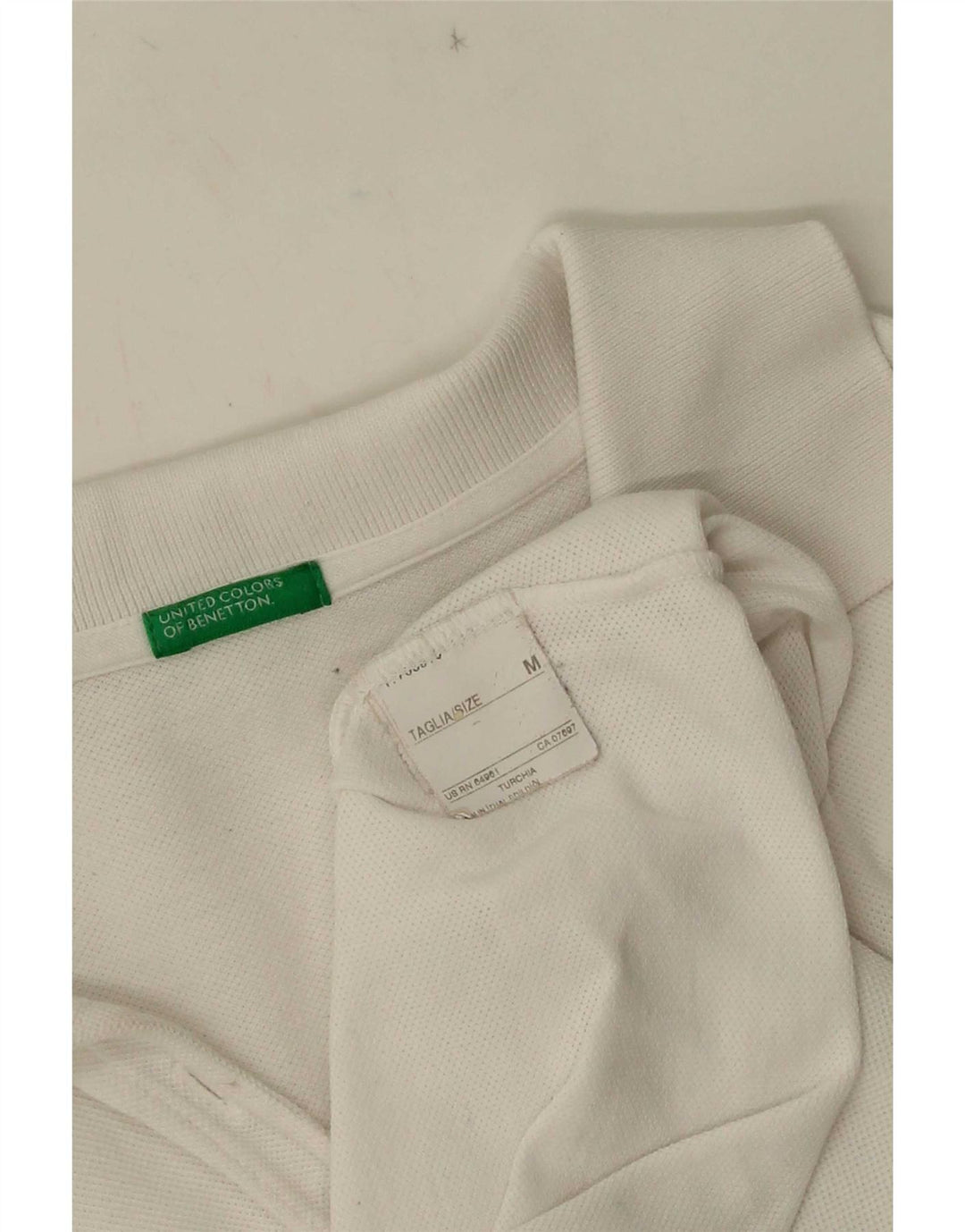 Benetton Polo à manches longues pour femme UK 12 Blanc moyen