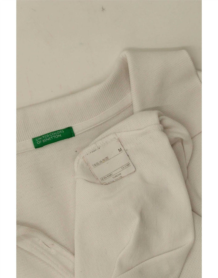 Benetton Polo à manches longues pour femme UK 12 Blanc moyen