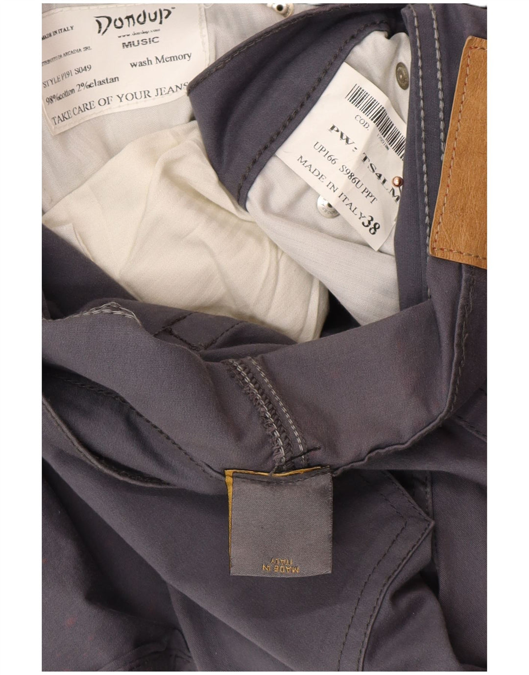 DONDUP Pantalon Slim Casual Homme W38 L34 Gris Coton