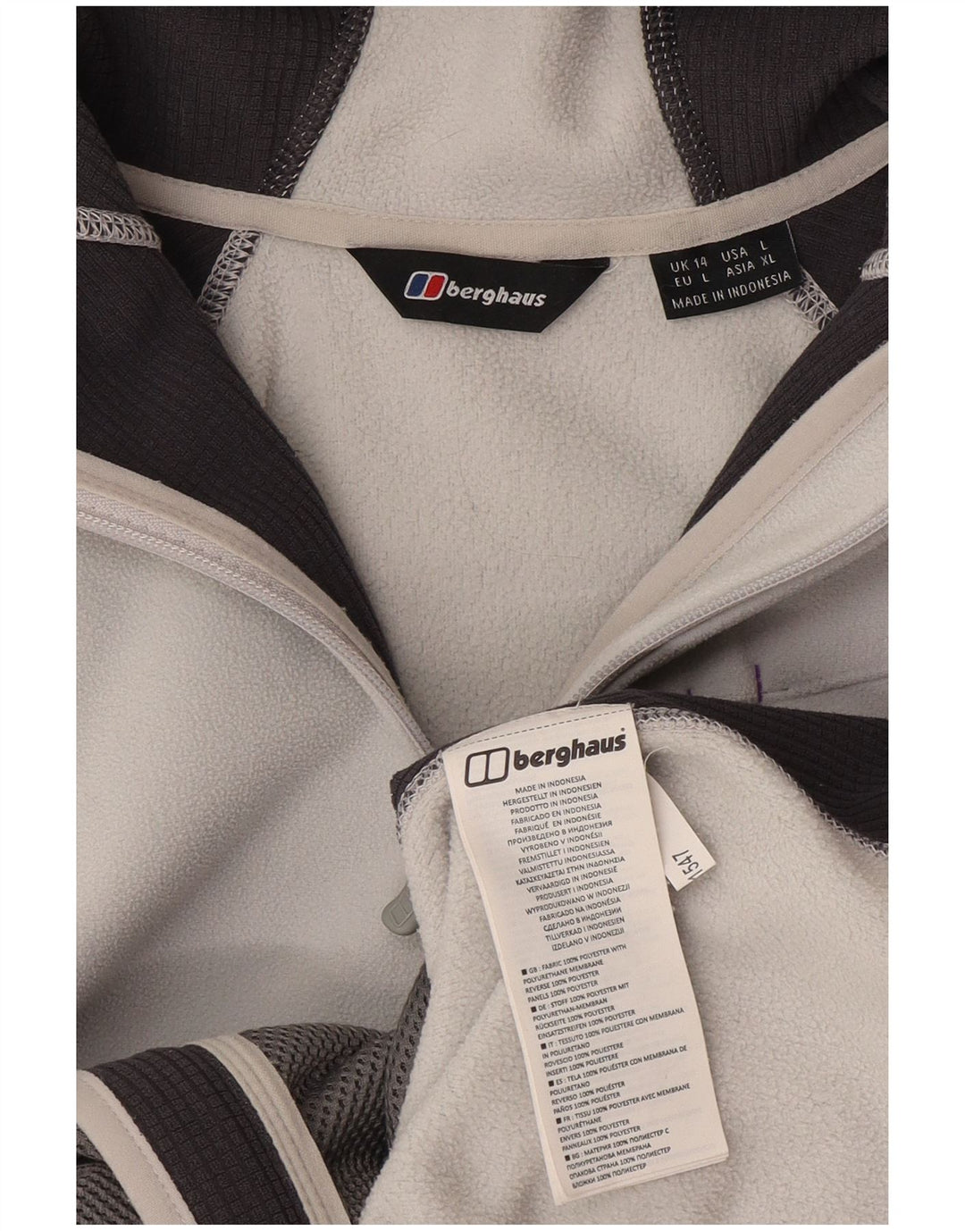 Berghaus Veste polaire à capuche pour femme UK 14 Large Blanc cassé Polyester