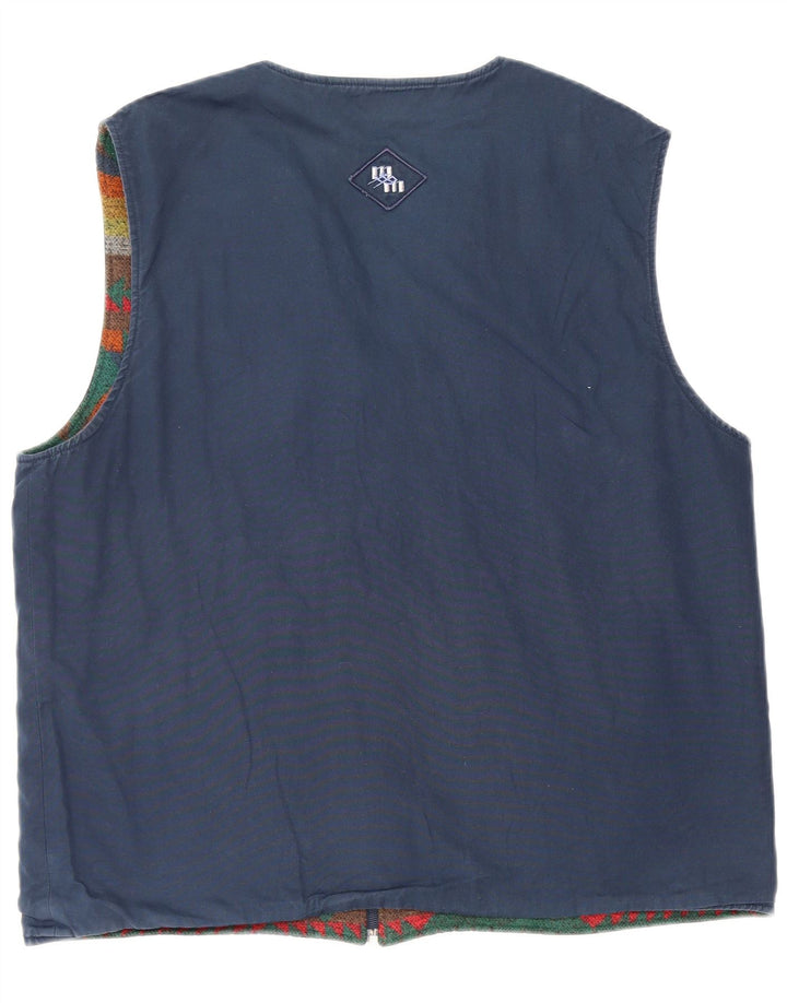 vintage Mens Réversible Gilet Grand Multicolore Fair Isle