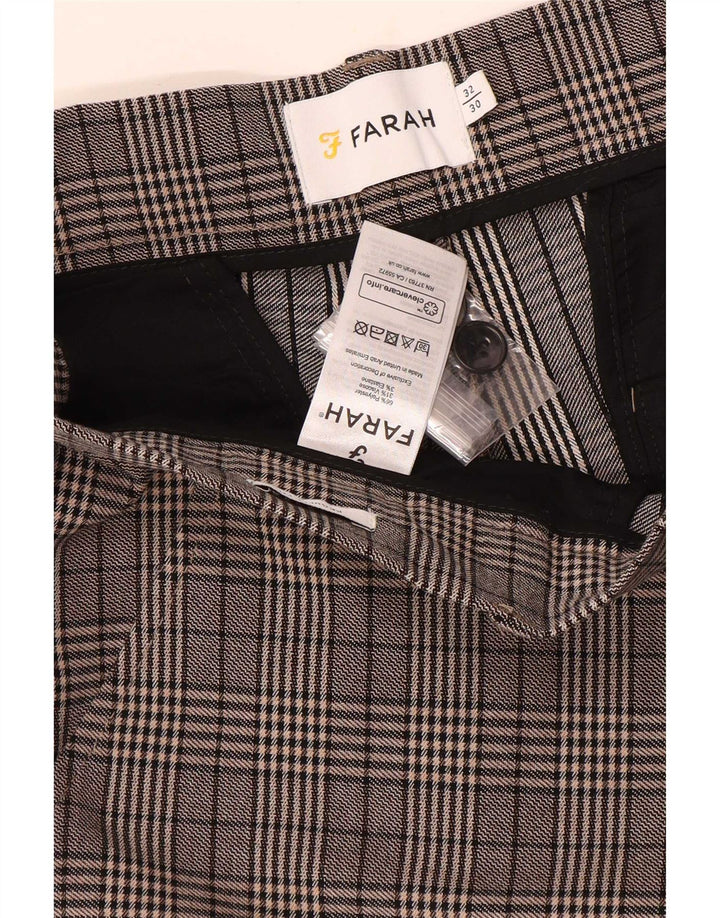 Farah Pantalon Chino Slim Homme W32 L30 Gris Carreaux Polyester