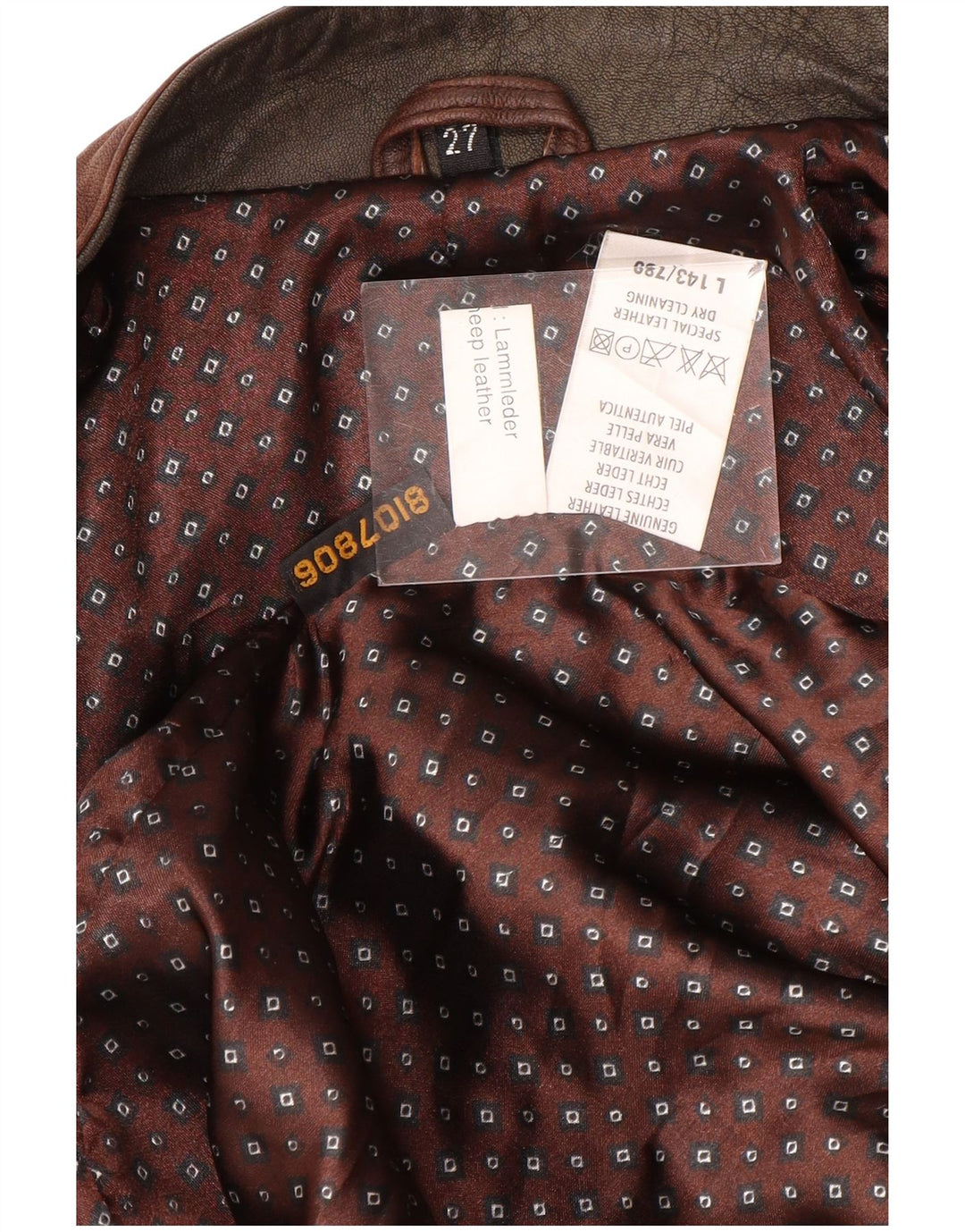 veste en cuir homme vintage UK 44 2XL Brown Tie Dye Cuir
