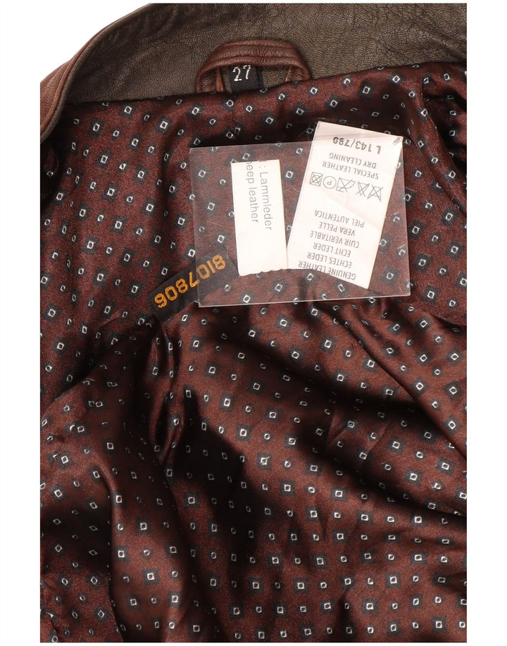 veste en cuir homme vintage UK 44 2XL Brown Tie Dye Cuir