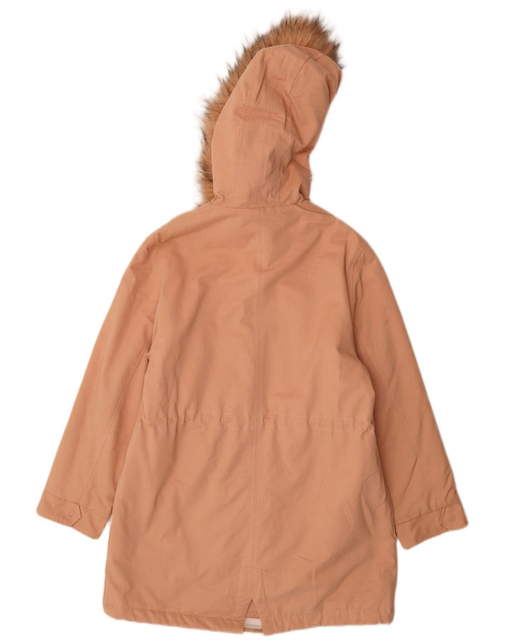 Lefties Veste Parka surdimensionnée à capuche pour femme UK 10 Petit coton rose