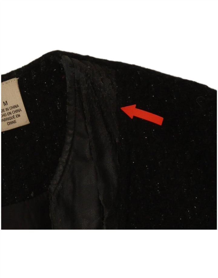 Dkny Veste blazer zippée pour femme UK 14 Laine mouchetée noire moyenne