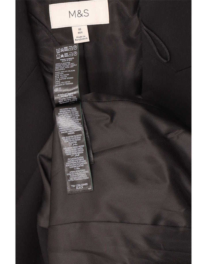 Marks & Spencer Veste blazer à 1 bouton pour femme UK 10 Small Noir Polyester