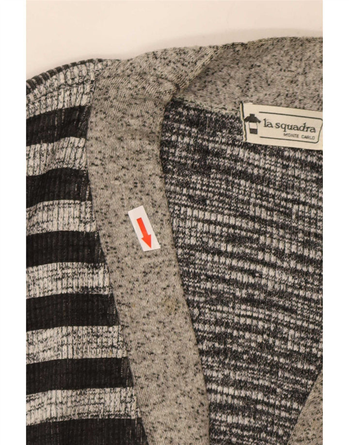 La Squadra Cardigan Homme Pull Large Gris Rayé Coton