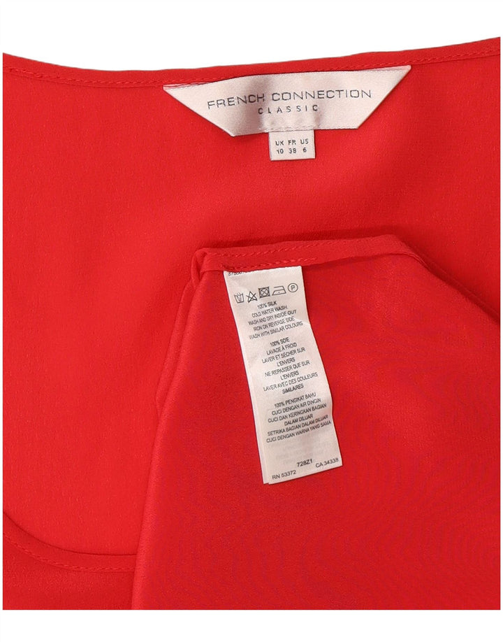 French Connection Haut chemisier sans manches pour femme UK 10 Petite soie rouge