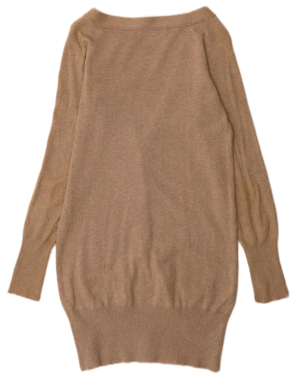 Zara Womens Longline Cardigan Sweater UK 10 Petit Coton Beige