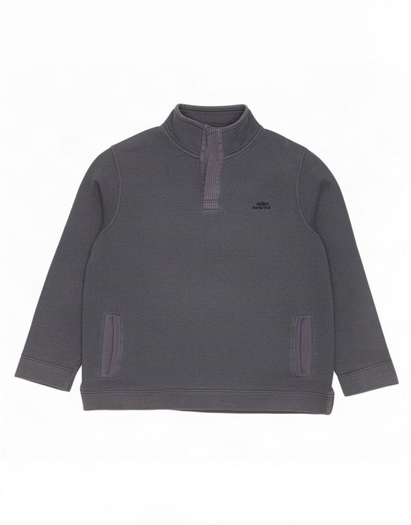 Weird Fish Sweat-shirt col boutonné pour homme XL en coton bleu marine