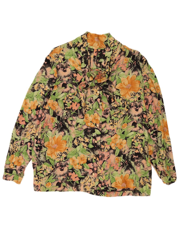 Vintage Womens Front Tie Shirt Blouse UK 16 Large Multicoloured Floral