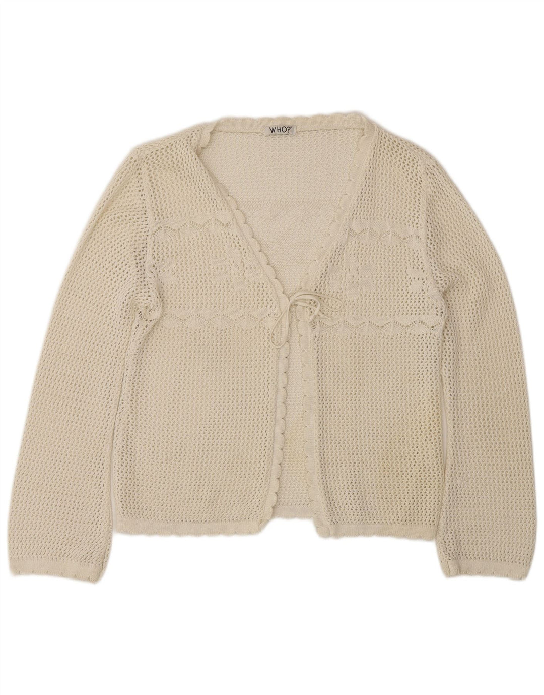 vintage Femmes Crochet Cardigan Pull UK 12 Moyen Blanc