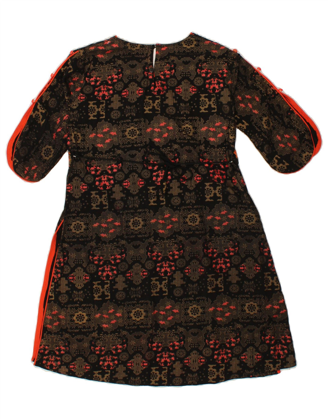 VINTAGE Womens Abstract Pattern 3/4 Sleeve A-Line Dress EU 36 Small Black Vintage Vintage and Second-Hand Vintage from Messina Hembry 