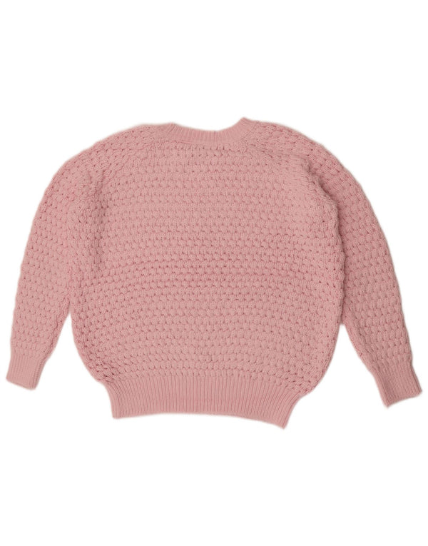 Topshop Pull surdimensionné à col rond pour femme UK 8 Petit Acrylique Rose