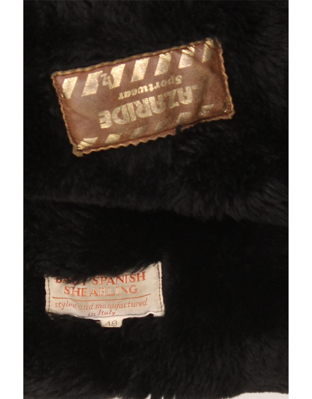 VINTAGE Veste ample à double boutonnage pour homme IT 48 Shearling noir moyen